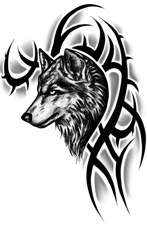 wolf with tribal tattoo